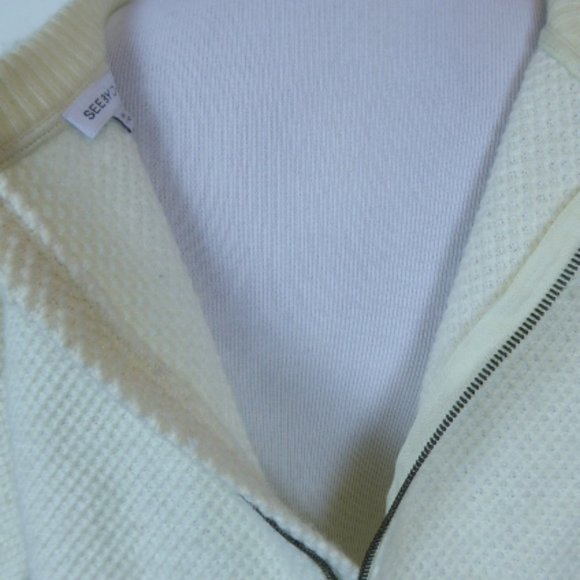 SEE By Chloe ivory textured ruffles crew neck back zip sweater i46 10.Italy